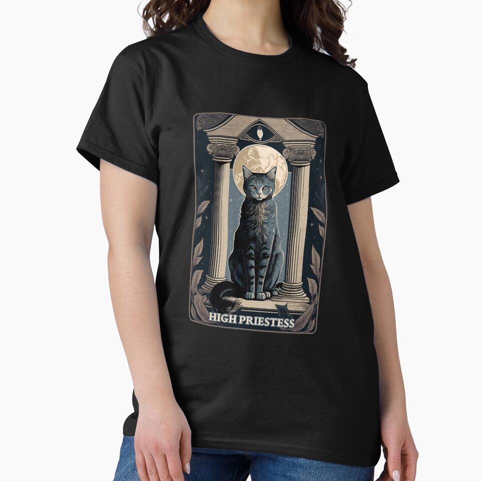 Cat Tarot Card, High Priestess Tarot Card for Cat Lovers by taaddison50 T-Shirts, Hoodie, Sweatshirt (Image 2)