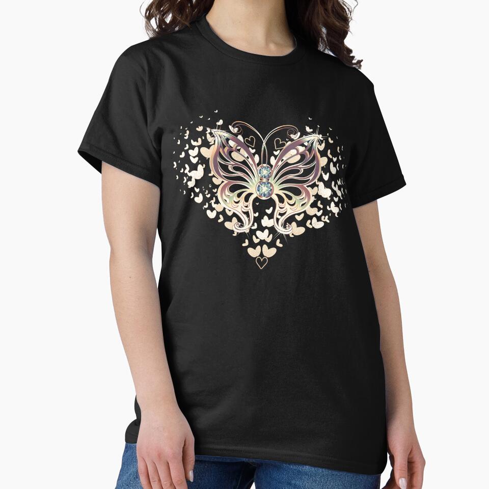 Gold Diamond Heart Butterfly Design by mbuz90 T-Shirts, Hoodie, Sweatshirt | BlankRebels.com (Image 2)