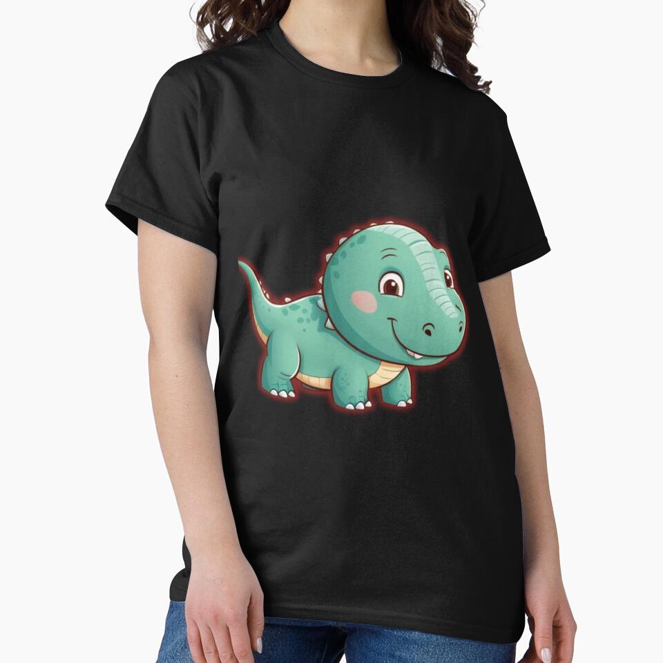 Cute Cartoon Dinosaur with Red Outline by liman2000 T-Shirts, Hoodie, Sweatshirt | BlankRebels.com (Image 2)