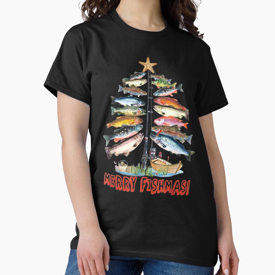Merry Fishmas Christmas Tree Fish Funny Fishing by perkinshancock T-Shirts, Hoodie, Sweatshirt | BlankRebels.com (Image 2)