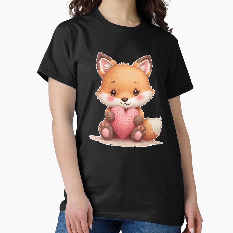 Cute Baby Fox Holding Heart by cr6zym1nd T-Shirts, Hoodie, Sweatshirt | BlankRebels.com (Image 2)