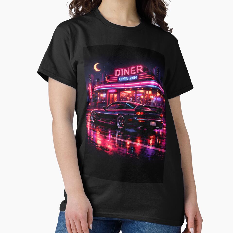 Neon Diner JDM Night - Synthwave Car Aesthetic by peach1821 T-Shirts, Hoodie, Sweatshirt | BlankRebels.com (Image 2)