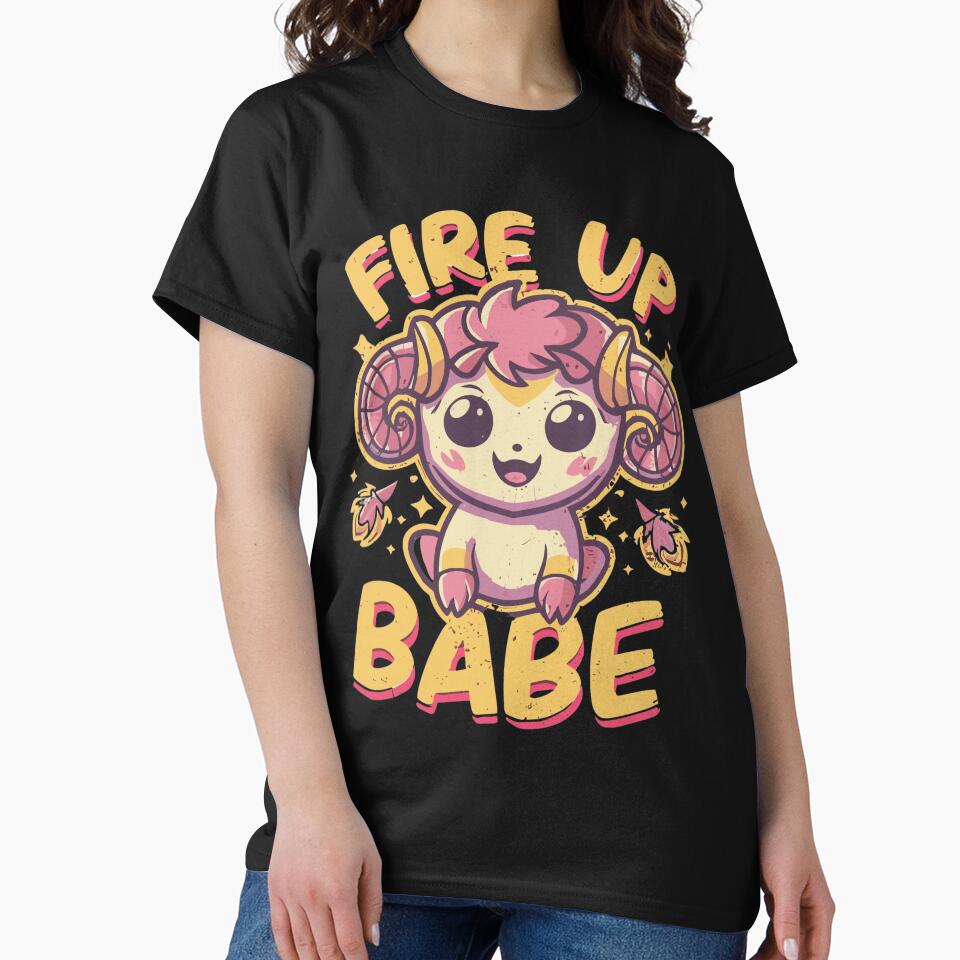 Fire Up Babe - Cute Aries Retro Style by Navuniverse T-Shirts, Hoodie, Sweatshirt | BlankRebels.com (Image 2)