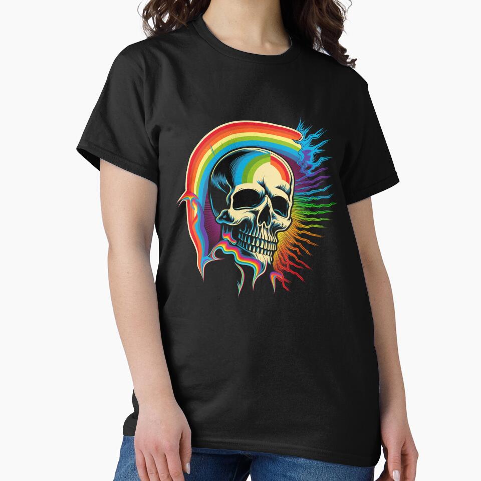 Skull Rainbow Lightning Bolt Flash Heavy Metal Fun Cute T Shirt For Men Women Hoodie Sweatshirt Sticker Sticker... (Image 2)