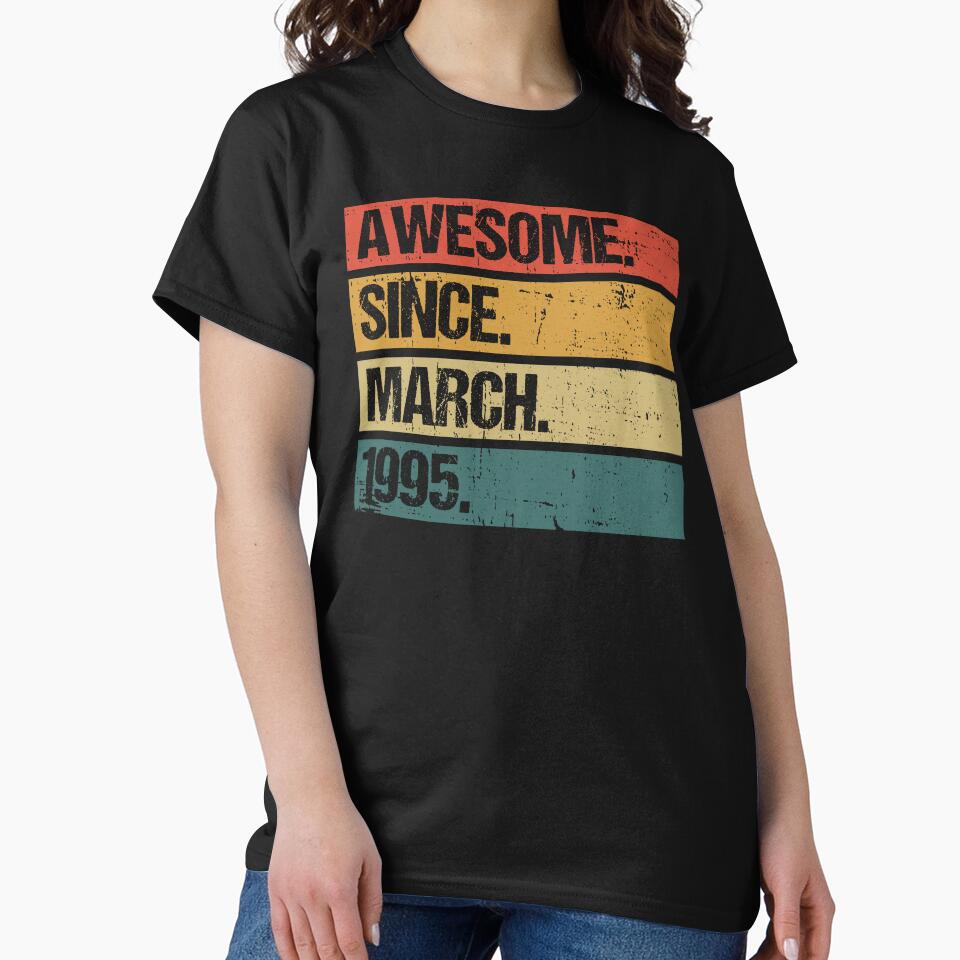 27th Birthday Gift: Awesome Since April 1995, Retro 1995 April Birthday by AMINE  ★★★★★ T-Shirts, Hoodie,... (Image 2)