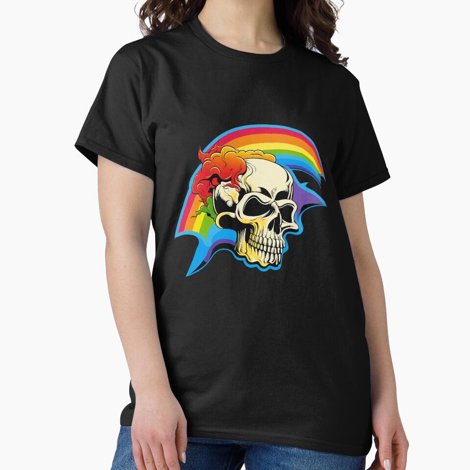 Skull Rainbow Lightning Bolt Flash Heavy Metal Funny Cute T Shirt For Men Hoodie Sweatshirt Sticker Lightning... (Image 2)