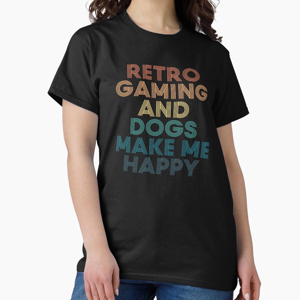 Retro Gaming And Dogs Make Me Happy- Gift for Retro Gaming & Dogs Fans by kindxinn T-Shirts, Hoodie, Sweatshirt (Image 2)