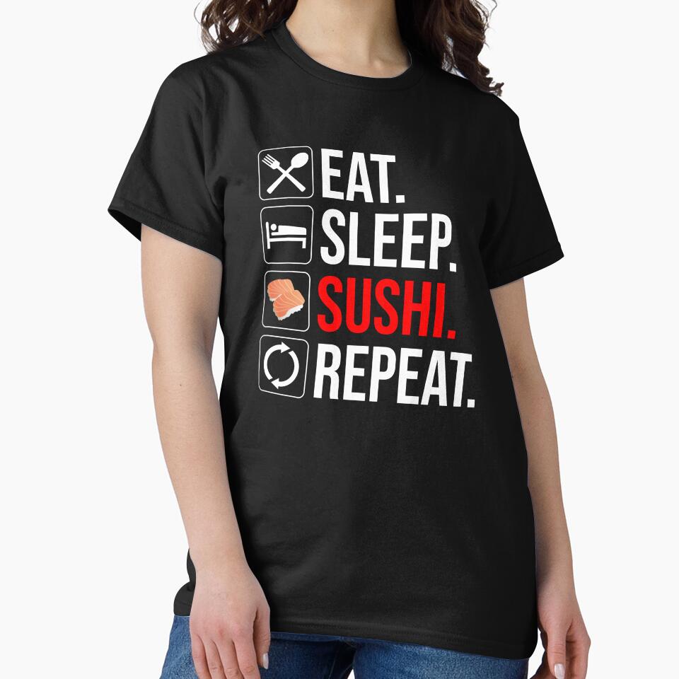 Eat. Sleep. Sushi. Repeat by Cat Lady Designs T-Shirts, Hoodie, Sweatshirt | BlankRebels.com (Image 2)