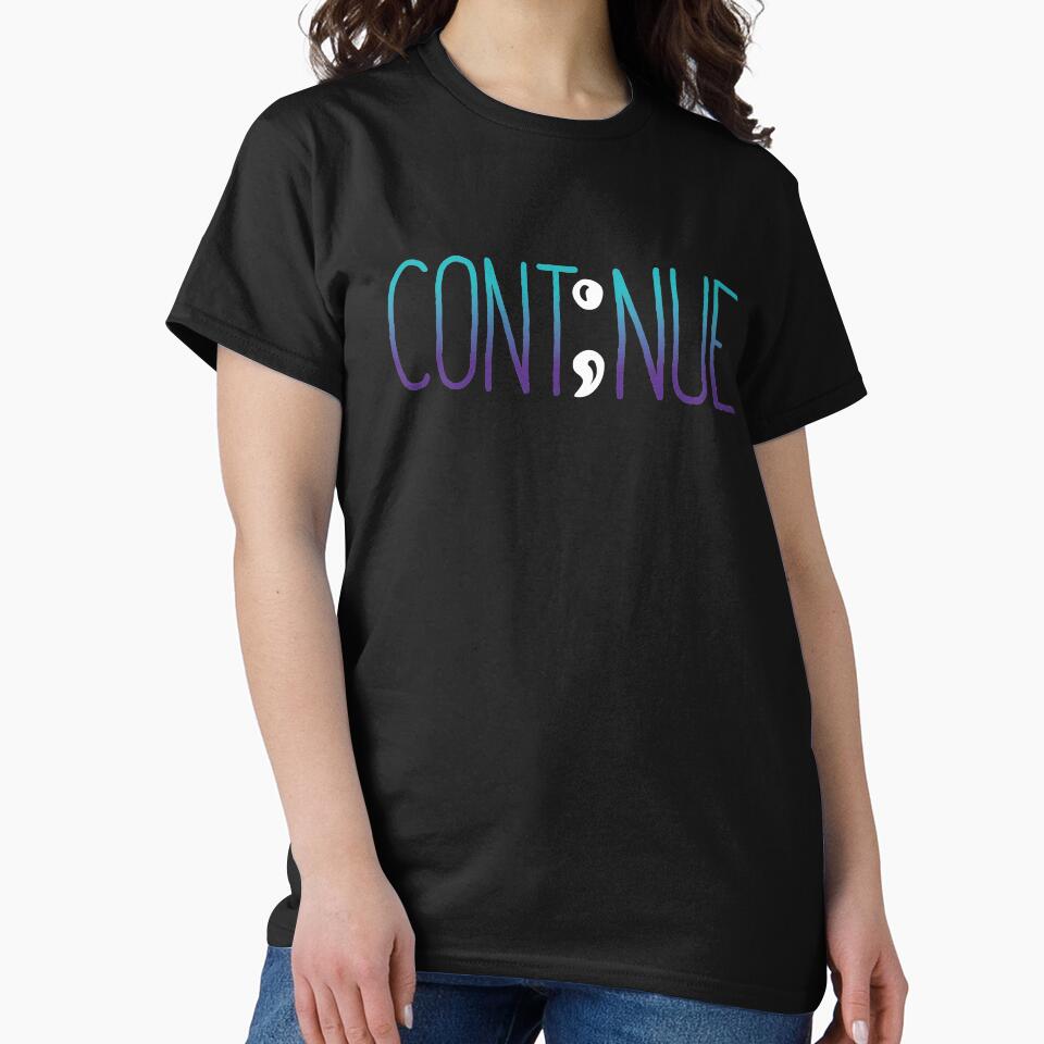 Continue T-shirt Suicide Prevention T-shirt Purple and Blue Ribbon T-shirt by Maindy Hoodie, Sweatshirt (Image 2)