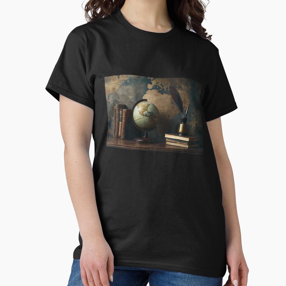Dark Academia Aesthetic Art: Antique Globe Quill by bapupa T-Shirts, Hoodie, Sweatshirt | BlankRebels.com (Image 2)