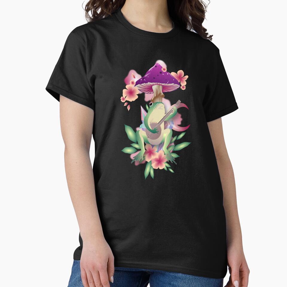 Cottagecore Frog Playing Banjo by Paula Helit T-Shirts, Hoodie, Sweatshirt | BlankRebels.com (Image 2)