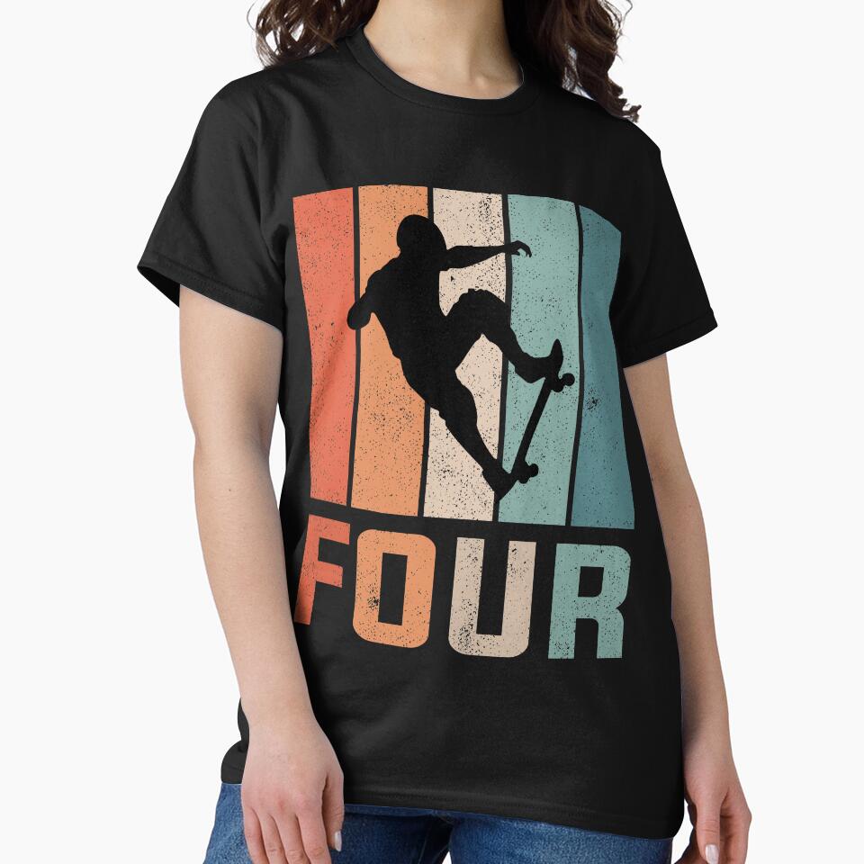 4th Birthday Skateboard Retro 4 Years Old by RetroStyle247 T-Shirts, Hoodie, Sweatshirt | BlankRebels.com (Image 2)