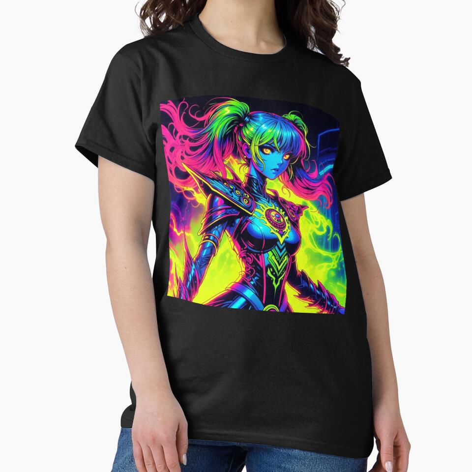 Cyber Sun: Neon Armor Goddess by RadaQueen T-Shirts, Hoodie, Sweatshirt | BlankRebels.com (Image 2)