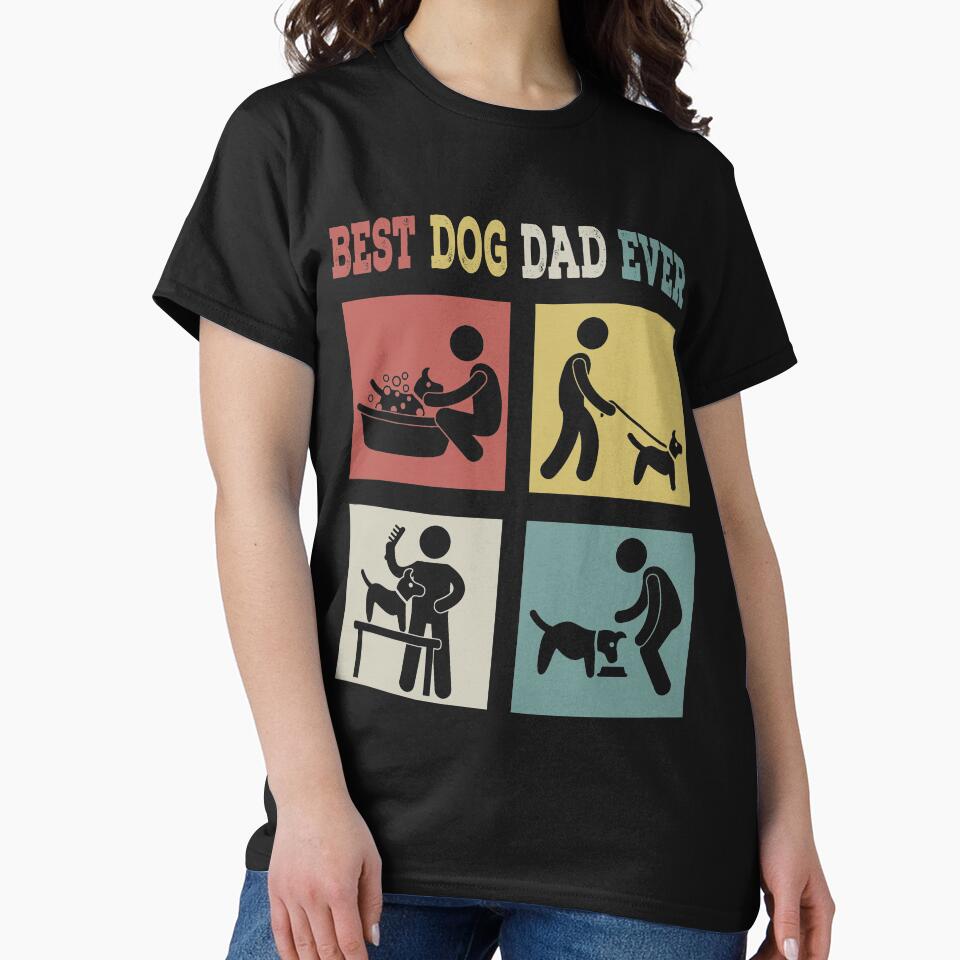 Father's Day Dog Shirt Vintage Best Dog Dad Ever Cool Father's Day Activities Dog Dad Family by PatickCa