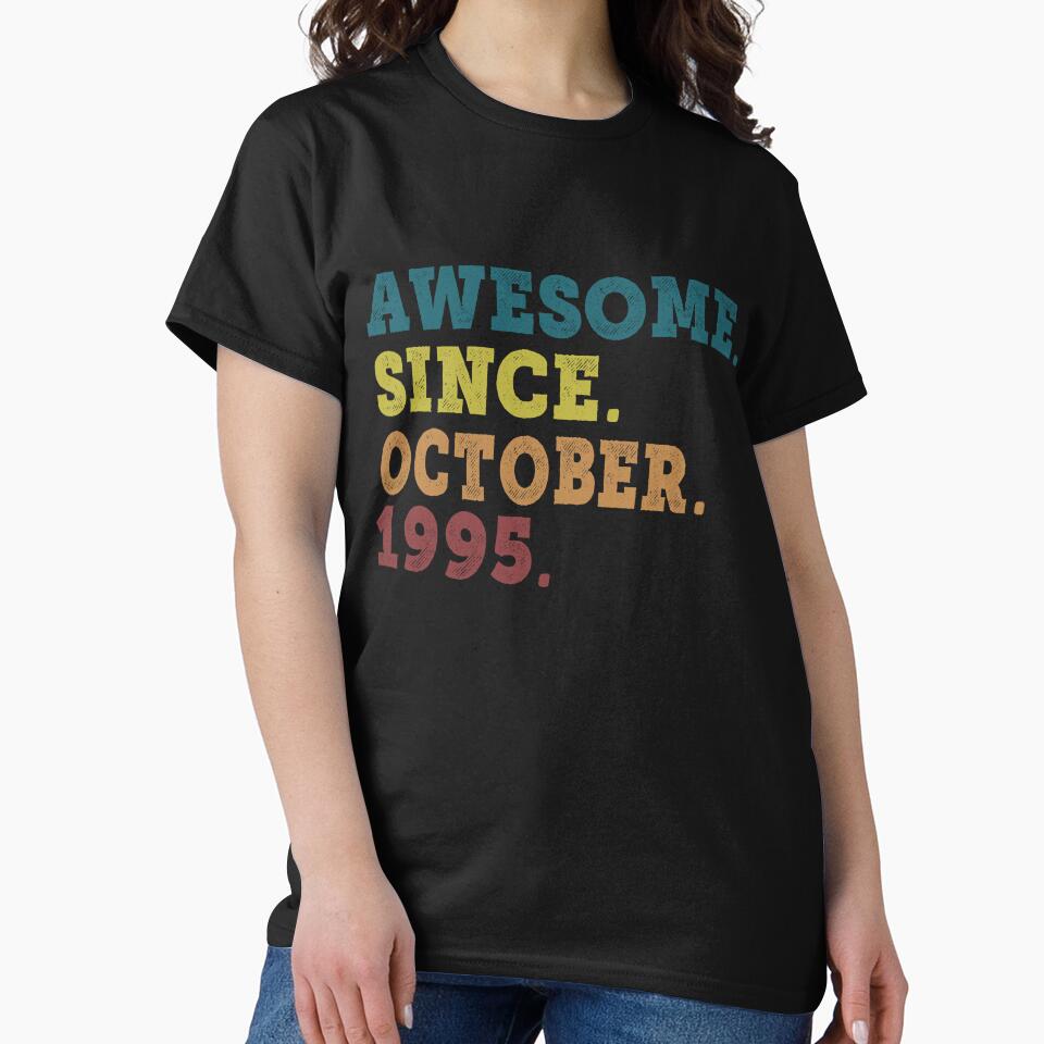Awesome Since October 1995 Retro Vintage 27th Birthday Gift by designbychow T-Shirts, Hoodie, Sweatshirt (Image 2)