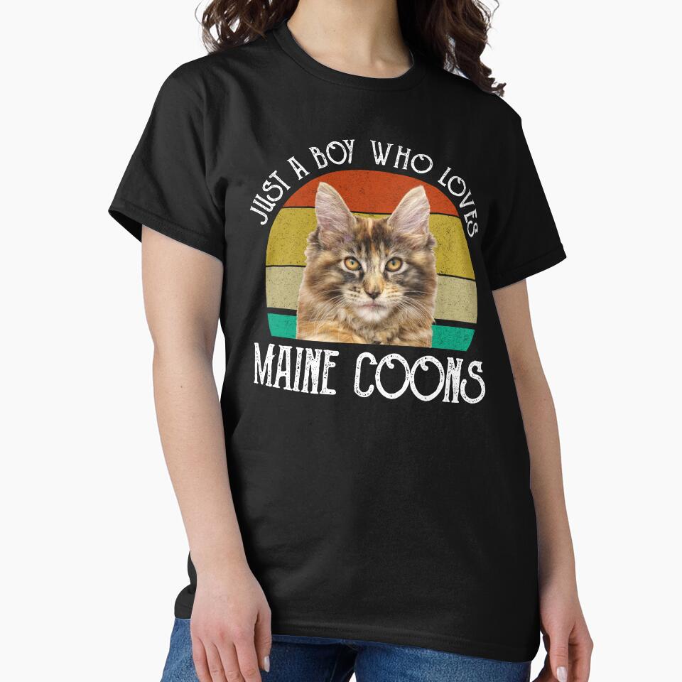 Just A Boy Who Loves Maine Coons by Cat Lady Designs T-Shirts, Hoodie, Sweatshirt | BlankRebels.com (Image 2)