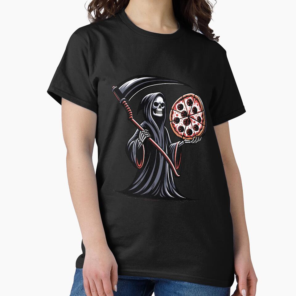 Funny Skull Reaper Pizza Lover, Halloween by Logiamerch T-Shirts, Hoodie, Sweatshirt | BlankRebels.com (Image 2)