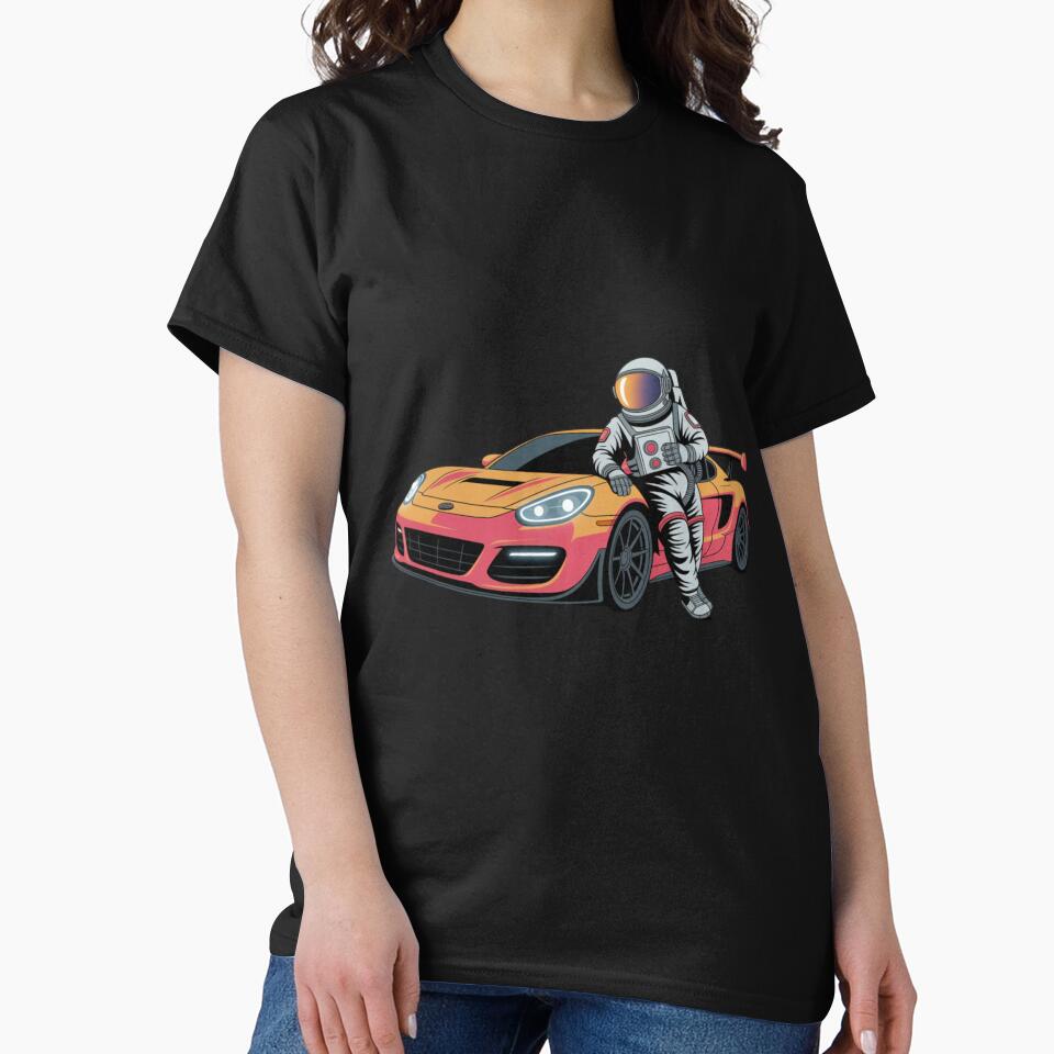 Sports Car Astronaut – Futuristic Neon Space Explorer Design by ColorSplash123 T-Shirts, Hoodie, Sweatshirt (Image 2)