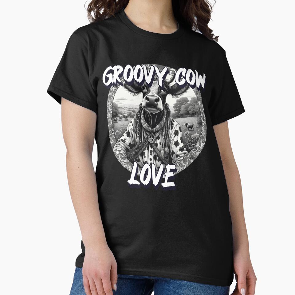 Hippie Cow in pen and ink by EmeraldCauldren T-Shirts, Hoodie, Sweatshirt | BlankRebels.com (Image 2)
