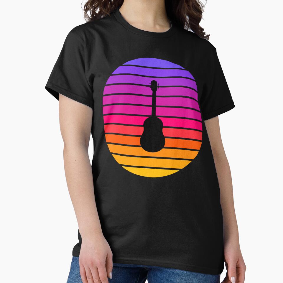 Retro Sunset Acoustic Guitar Silhouette by JPareDesign T-Shirts, Hoodie, Sweatshirt | BlankRebels.com (Image 2)