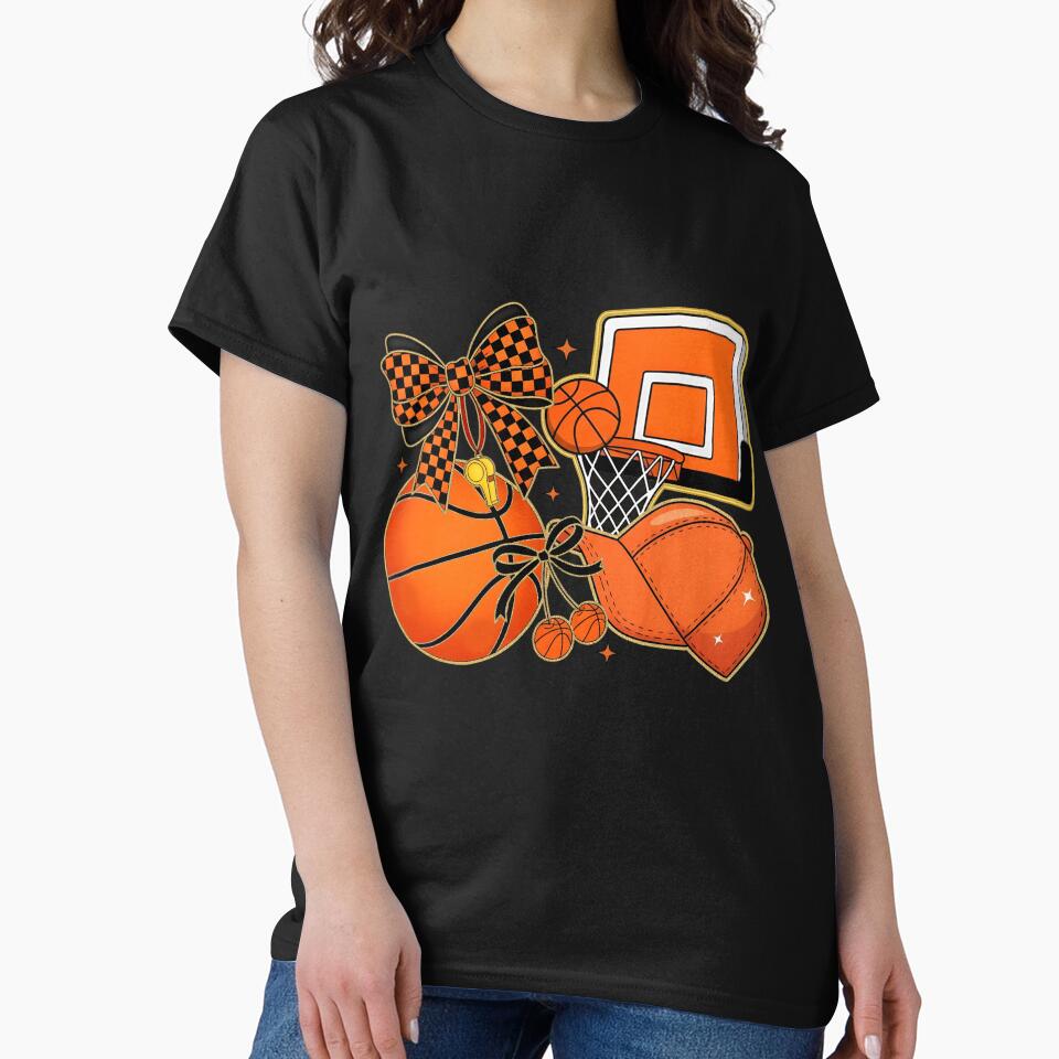 Checkered Basketball Coquette Bow Game Day Basketball by KroghDs T-Shirts, Hoodie, Sweatshirt | BlankRebels.com (Image 2)