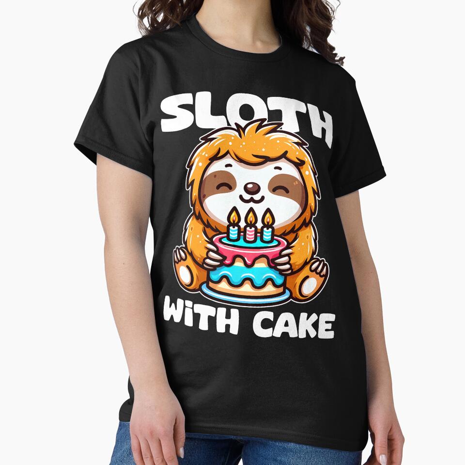 SLOTH WITH CAKE - BIRTHDAY GIFT by KEF Custom T-Shirts, Hoodie, Sweatshirt | BlankRebels.com (Image 2)