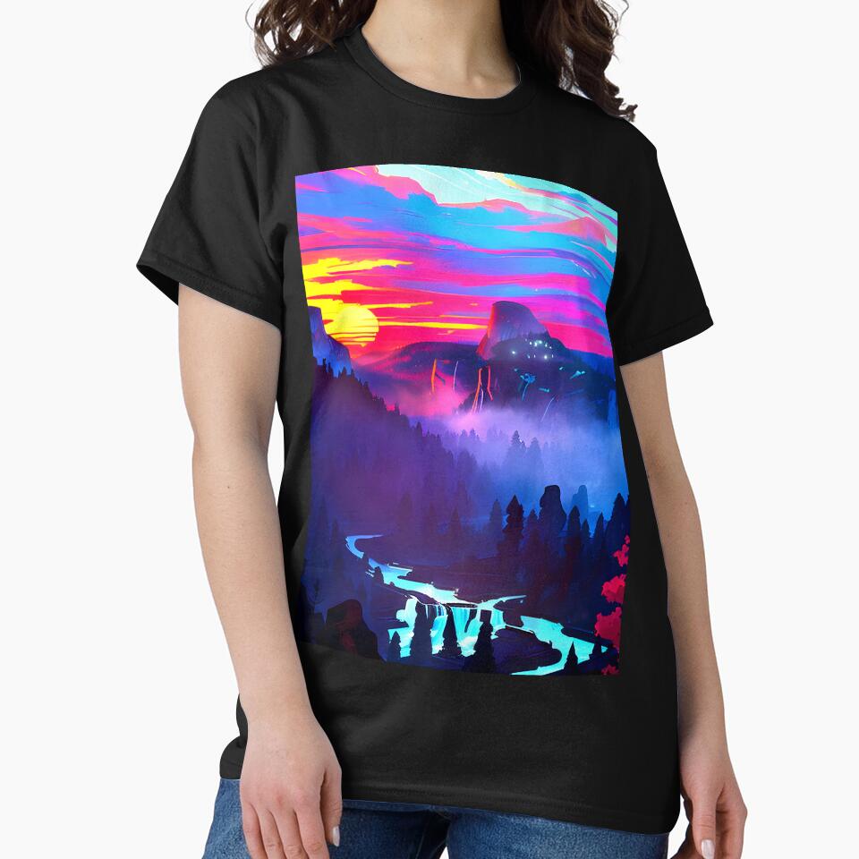 Experience the Beauty of Nature with a Minimalist Mountain River View Print by supeart T-Shirts, Hoodie, Sweatshirt (Image 2)
