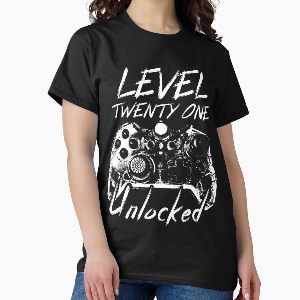 21 Years Old Level 21 Unlocked 21st Gamer Birthday by TranscendFlow T-Shirts, Hoodie, Sweatshirt | BlankRebels.com (Image 2)