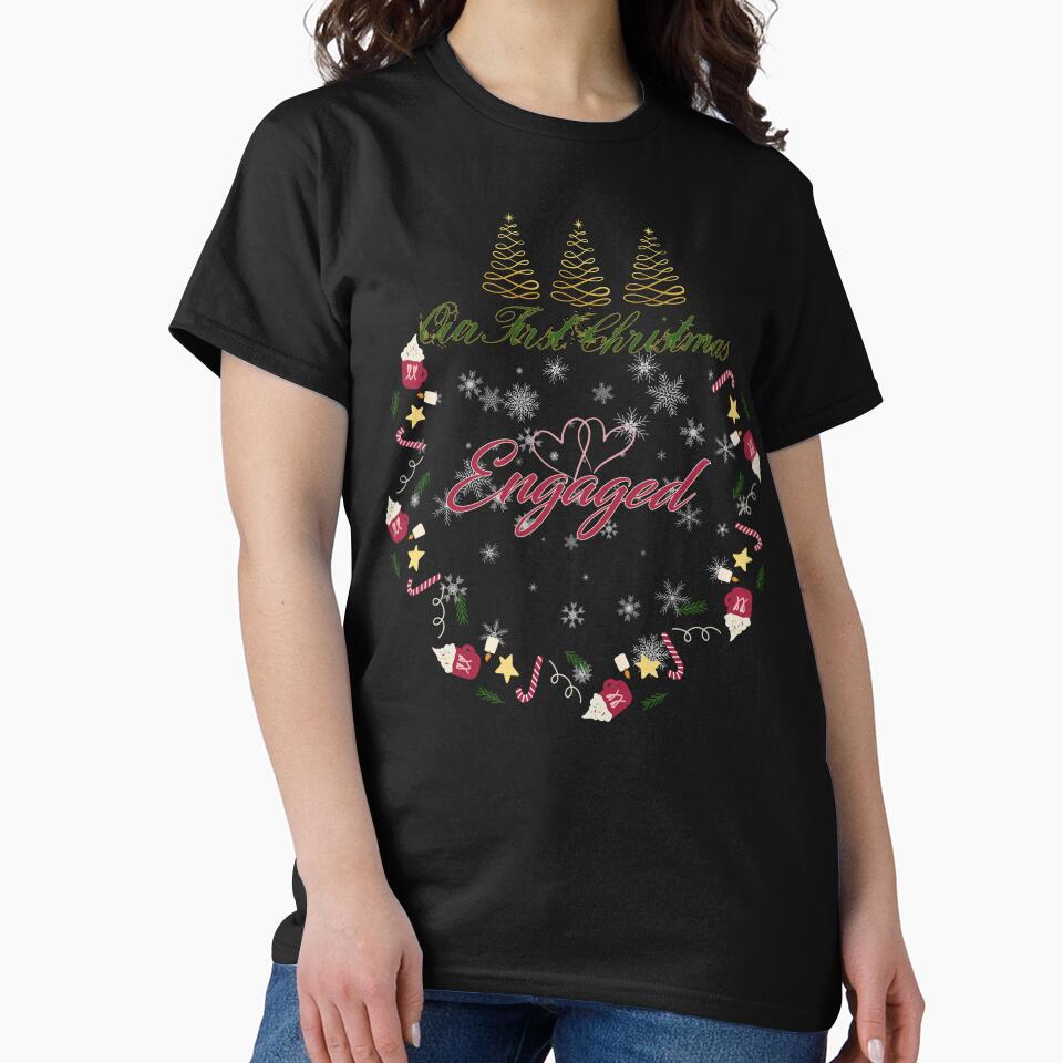Our First Christmas Engaged by EmiAndMike T-Shirts, Hoodie, Sweatshirt | BlankRebels.com (Image 2)