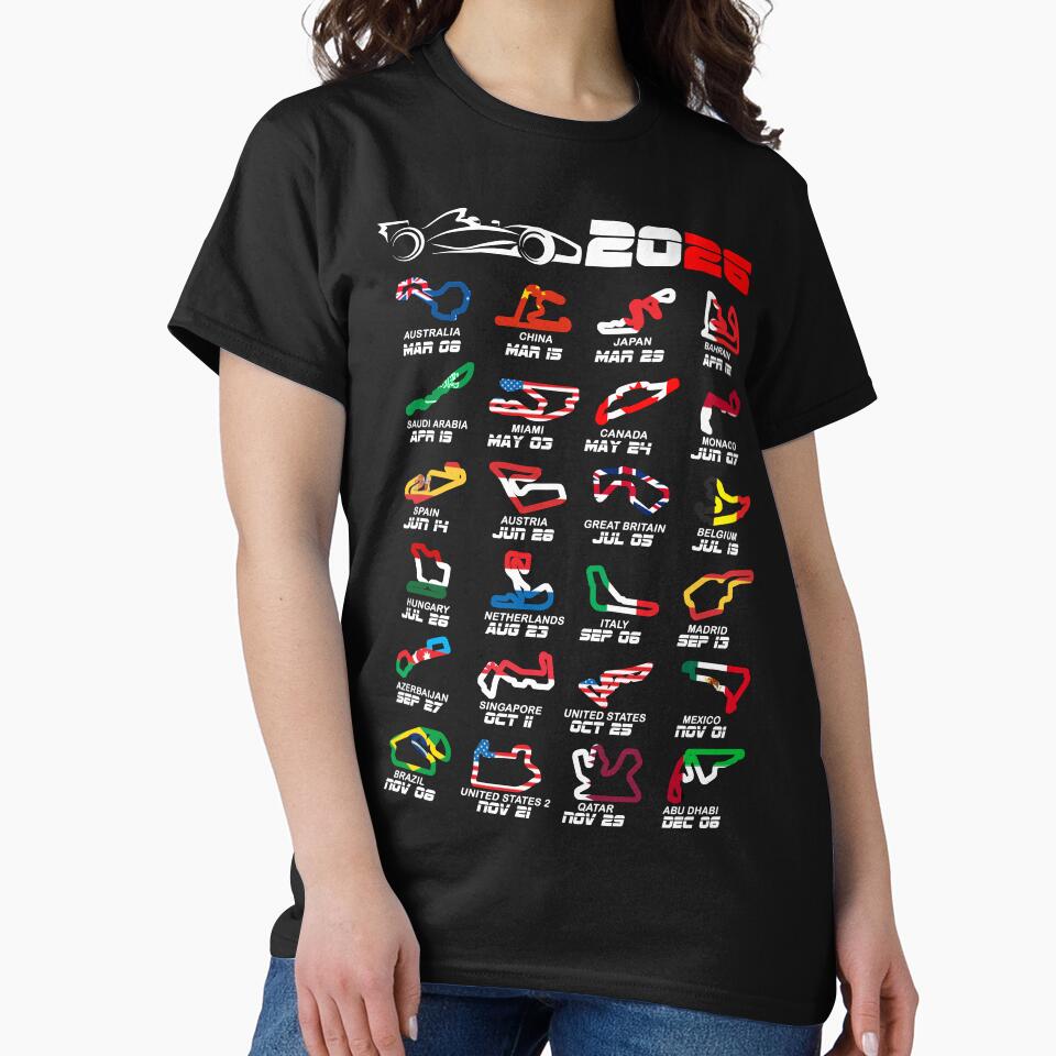 Calendar Formula race cars 2026 circuits colors v2 by ideasfinder T-Shirts, Hoodie, Sweatshirt | BlankRebels.com (Image 2)