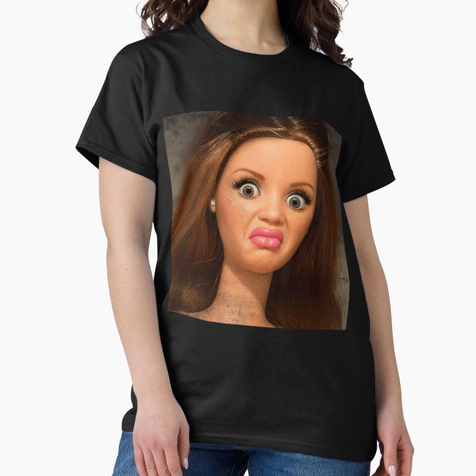 Disgusted Doll Meme Face  Funny Retro Doll Reaction by EvelynGonzalez1 T-Shirts, Hoodie, Sweatshirt (Image 2)