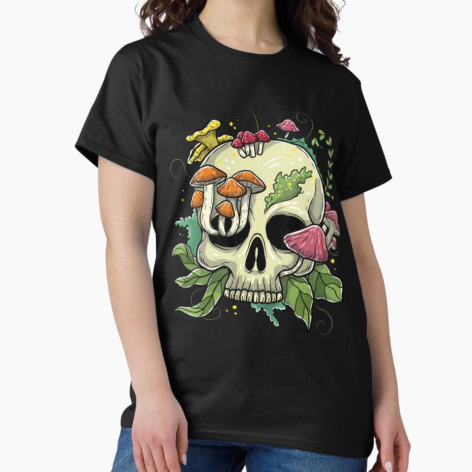 Mushroom Skull Skeleton Cottagecore Aesthetic Goblincore by LauraLydiaa T-Shirts, Hoodie, Sweatshirt (Image 2)