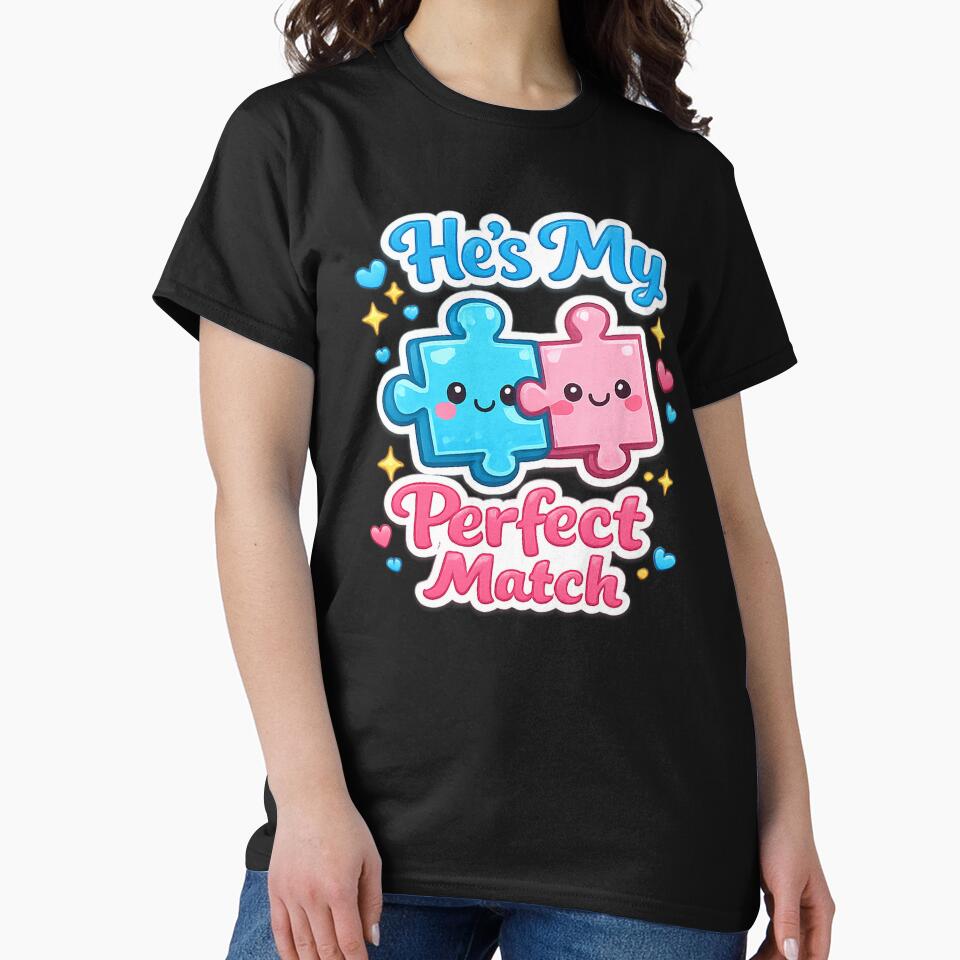 He’s My Perfect Match – Puzzle Couple Love Design by JerryBahama T-Shirts, Hoodie, Sweatshirt | BlankRebels.com (Image 2)