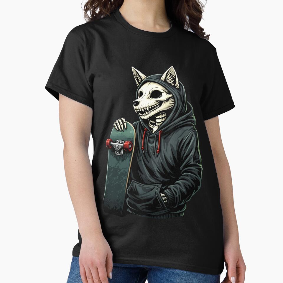 Fox Skeleton Skater – Urban Streetwear Skate Aesthetic Art by ColorSplash123 T-Shirts, Hoodie, Sweatshirt (Image 2)