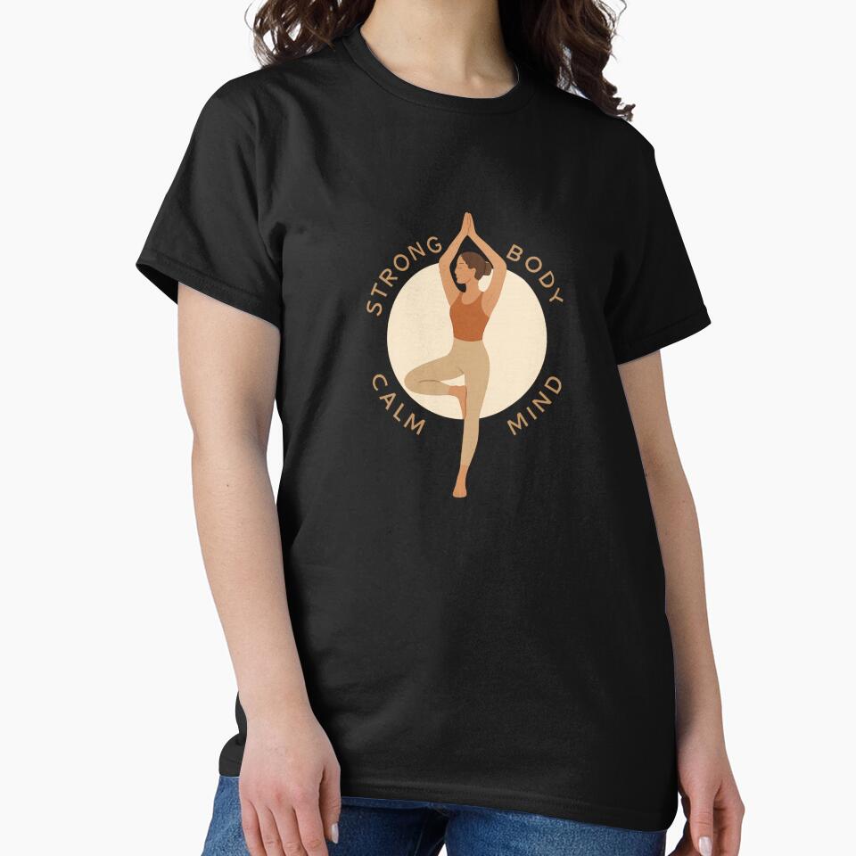 Strong Body Calm Mind - Minimalist Yoga Design by MKreative Studio T-Shirts, Hoodie, Sweatshirt | BlankRebels.com (Image 2)