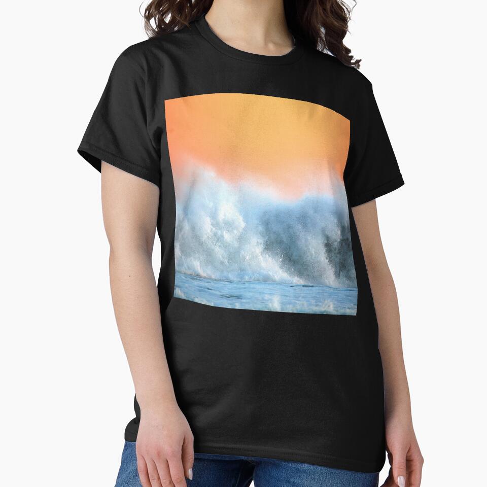 Dramatic Ocean Waves And Foamy Surf Under Tangerine Sunset by DEC02 T-Shirts, Hoodie, Sweatshirt | BlankRebels.com (Image 2)