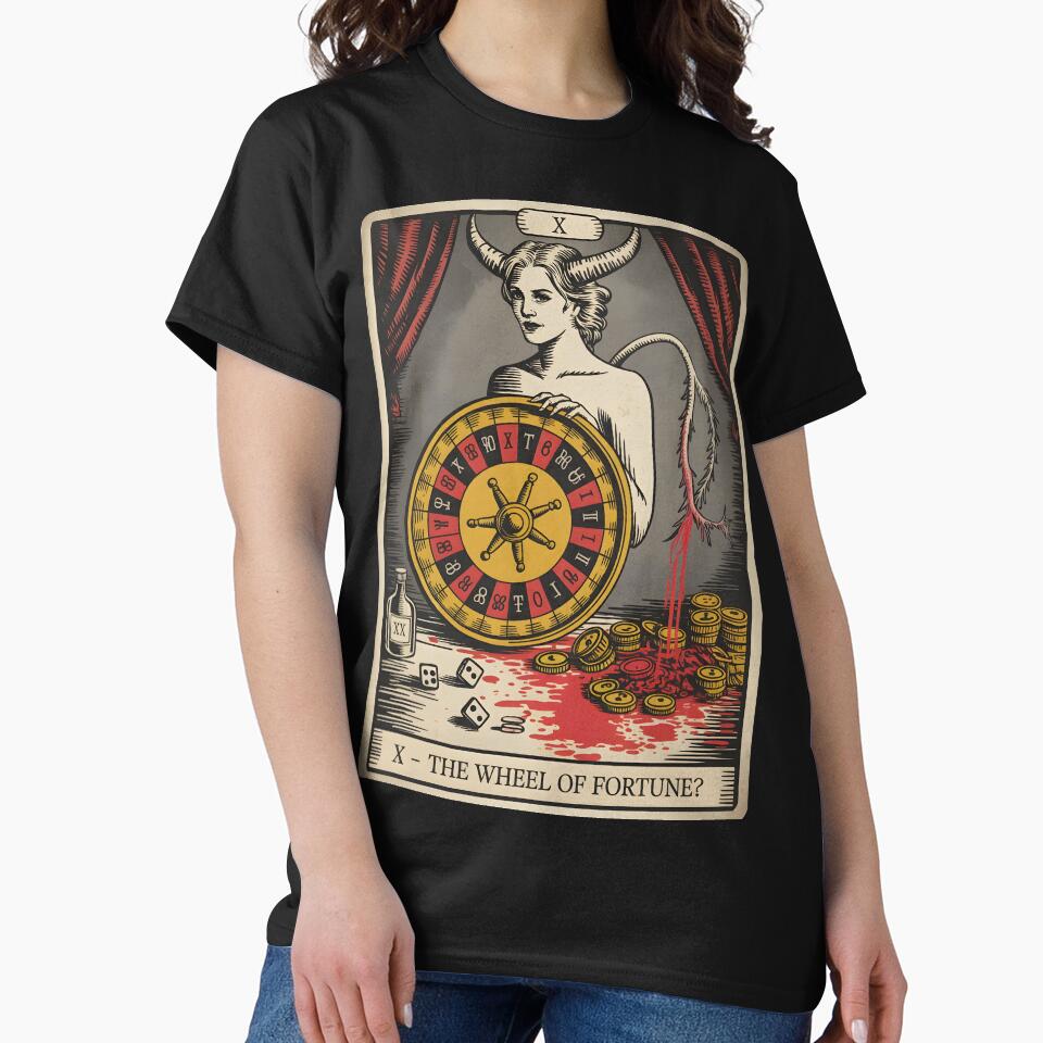 X – The Wheel of Fortune? | Reversed Tarot Card of Chaos & Chance by The-Sacred-Deck T-Shirts, Hoodie, Sweatshirt (Image 2)