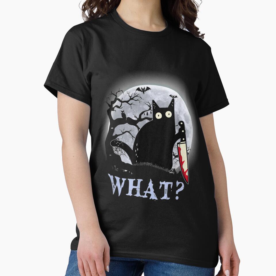 Cat What_ Murderous Black Cat With Knife Halloween by JoanneHughes T-Shirts, Hoodie, Sweatshirt | BlankRebels.com (Image 2)