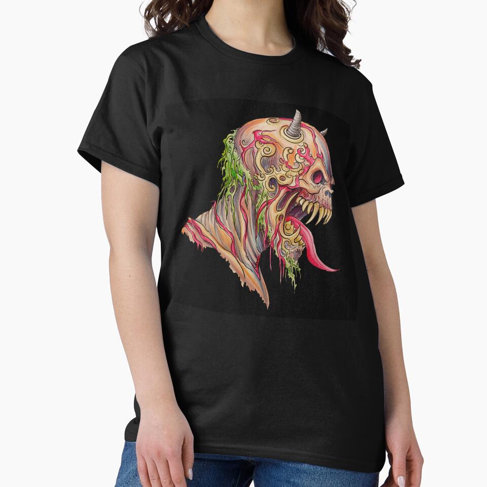 Horror monster vampiric skull terror of evil illustration art by Vintage Designs + T-Shirts, Hoodie, Sweatshirt (Image 2)
