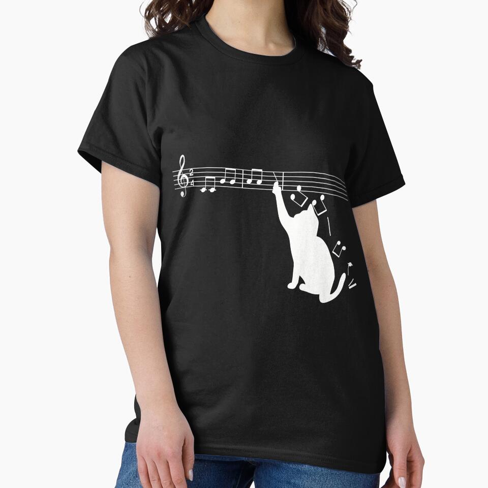 Cat Pawing At Music Notes - For musicians, music lovers and cat lovers by TilmanTrades T-Shirts, Hoodie, Sweatshirt (Image 2)
