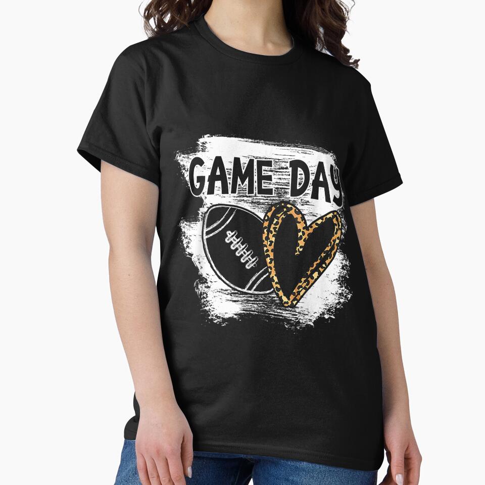 Football Player Mom Leopard Cheetah Game Day Football Fan by HollyBrewerad T-Shirts, Hoodie, Sweatshirt (Image 2)