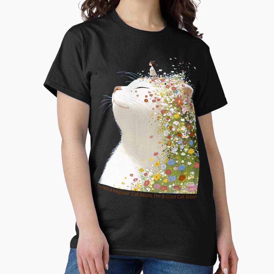 Cool Cat Mom – Floral Cat Illustration | I’m Not a Regular Cat Mom Quote Design by Cheapdrips T-Shirts, Hoodie,... (Image 2)