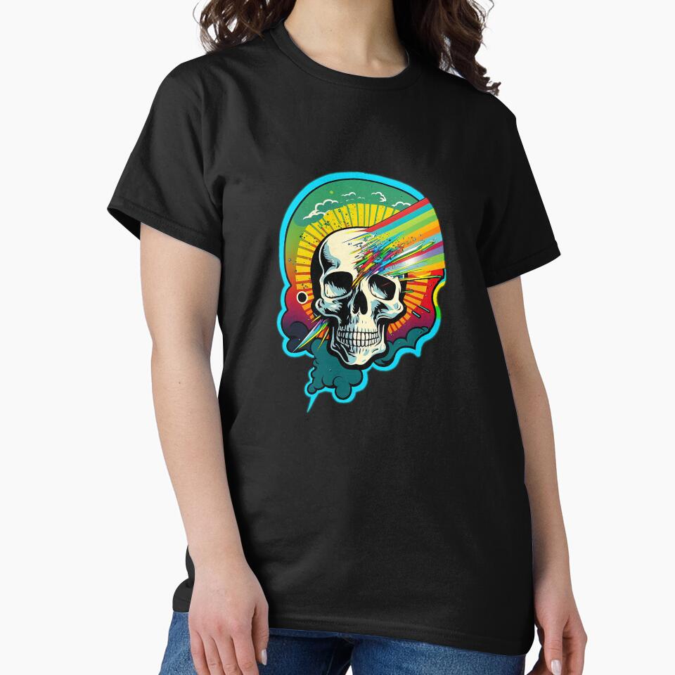 Copy of Skull Rainbow Lightning Bolt Flash Heavy Metal Funny Cute T Shirt For Men Women Hoodie Sticker Sticker... (Image 2)