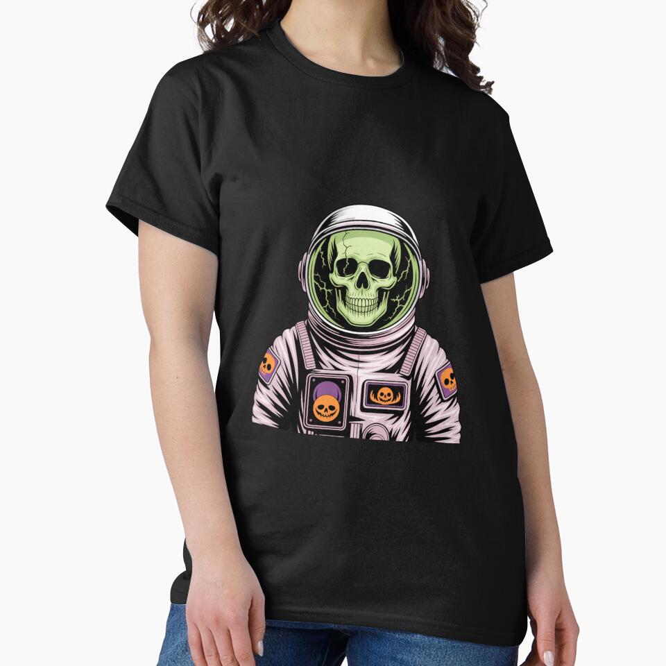 Skeleton Glow Astronaut – Spooky Halloween Space Skull Design by ColorSplash123 T-Shirts, Hoodie, Sweatshirt (Image 2)