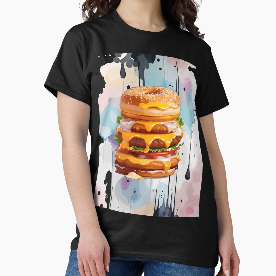 Double Donut Burger - Fast Food Favorite by FridPix T-Shirts, Hoodie, Sweatshirt | BlankRebels.com (Image 2)