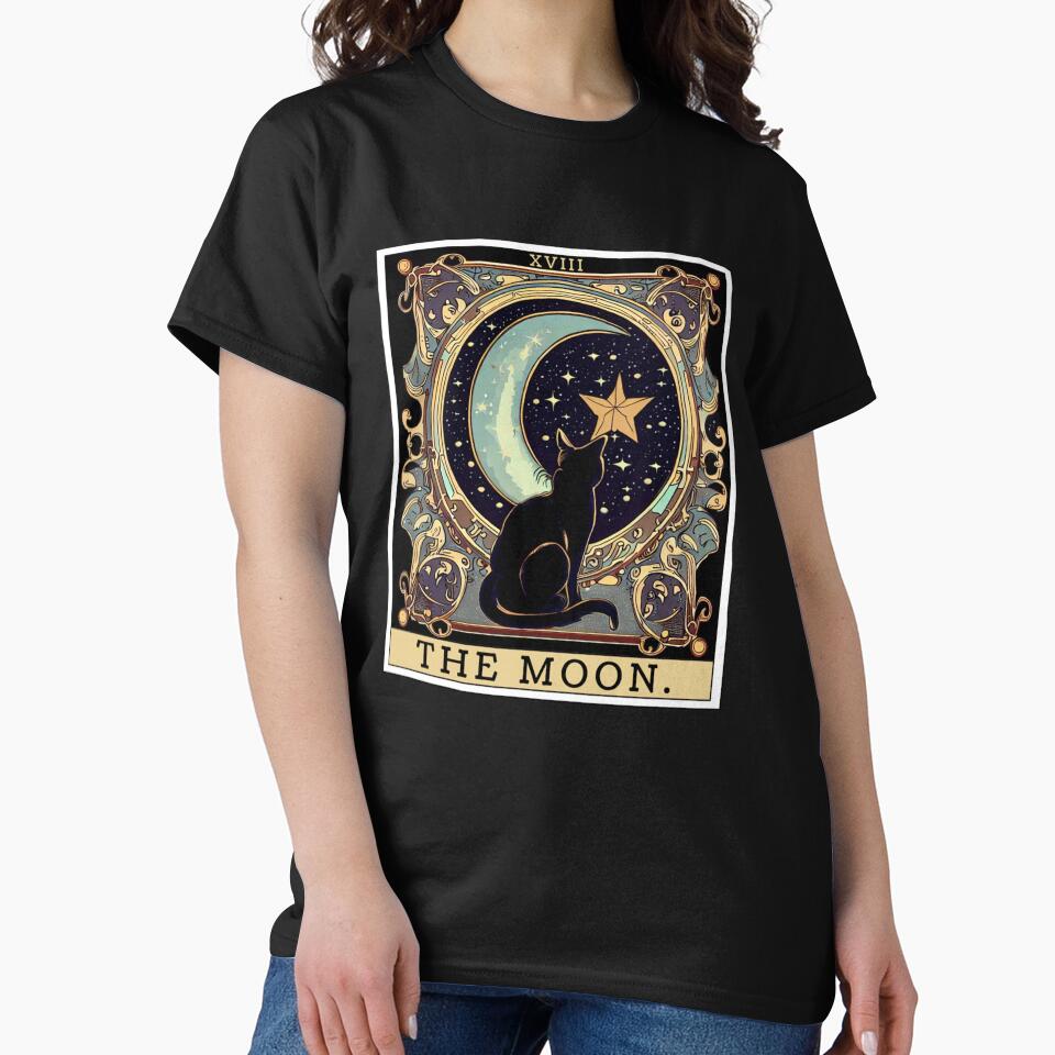 The Cresent Moon Tarot Card Vintage Black Cat Women's Men's by taaddison50 T-Shirts, Hoodie, Sweatshirt (Image 2)