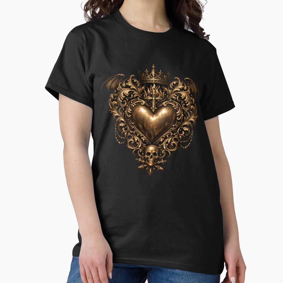 Gilded Gothic Sacred Heart With Crown and Wings by Mouraludia T-Shirts, Hoodie, Sweatshirt | BlankRebels.com (Image 2)