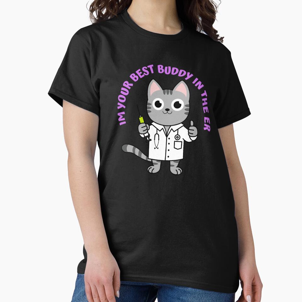 Cat Nurse-Cat doctor sticker-Youre best buddy in the ER by medoutfits T-Shirts, Hoodie, Sweatshirt (Image 2)