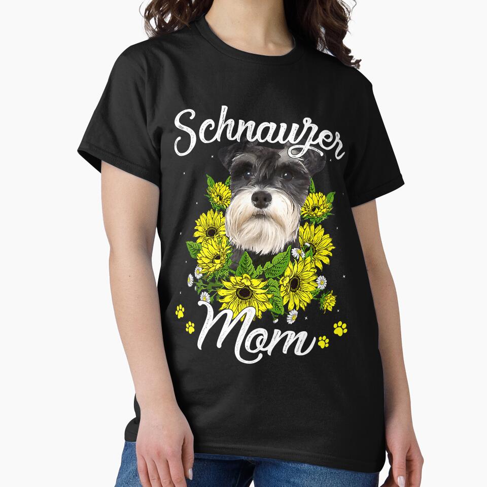 Womens Dog Mom Mother's Day Gift Sunflower Schnauzer Mom by frontvernacular T-Shirts, Hoodie, Sweatshirt (Image 2)