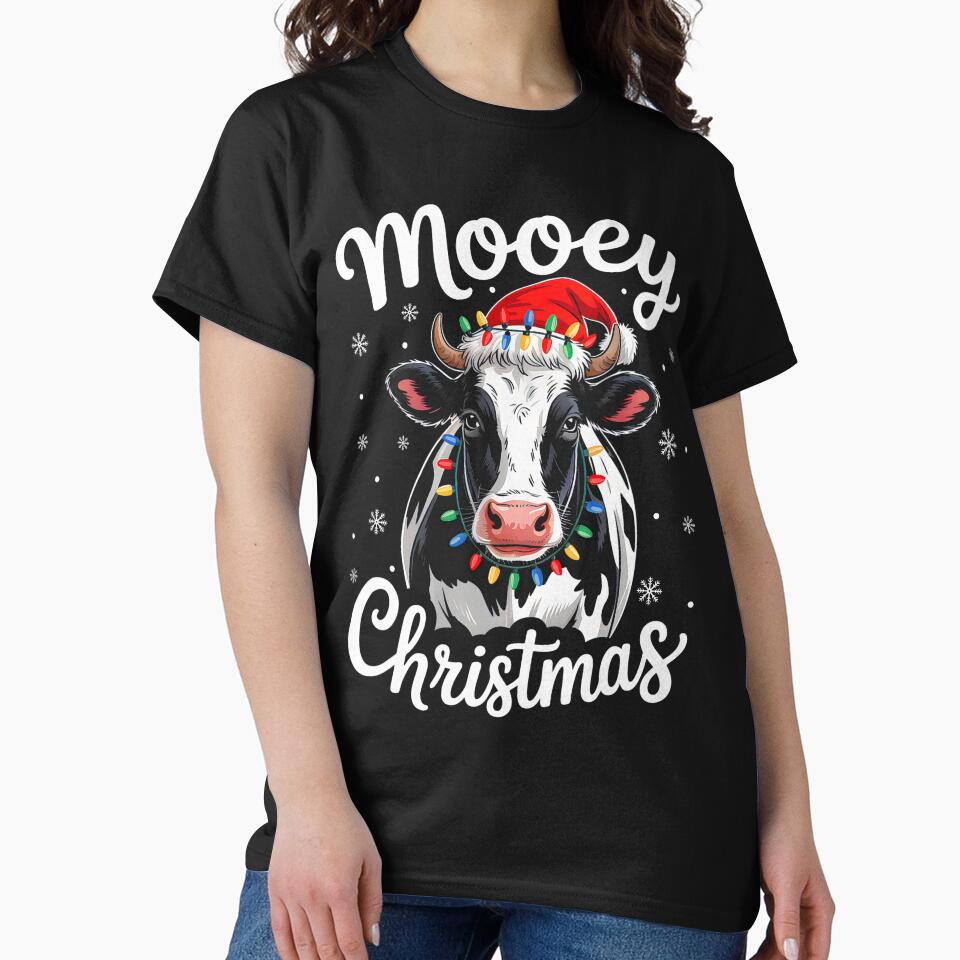 Mooey Christmas Cow Lights Festive Winter Holiday Vibes by ImeldaSparks T-Shirts, Hoodie, Sweatshirt (Image 2)